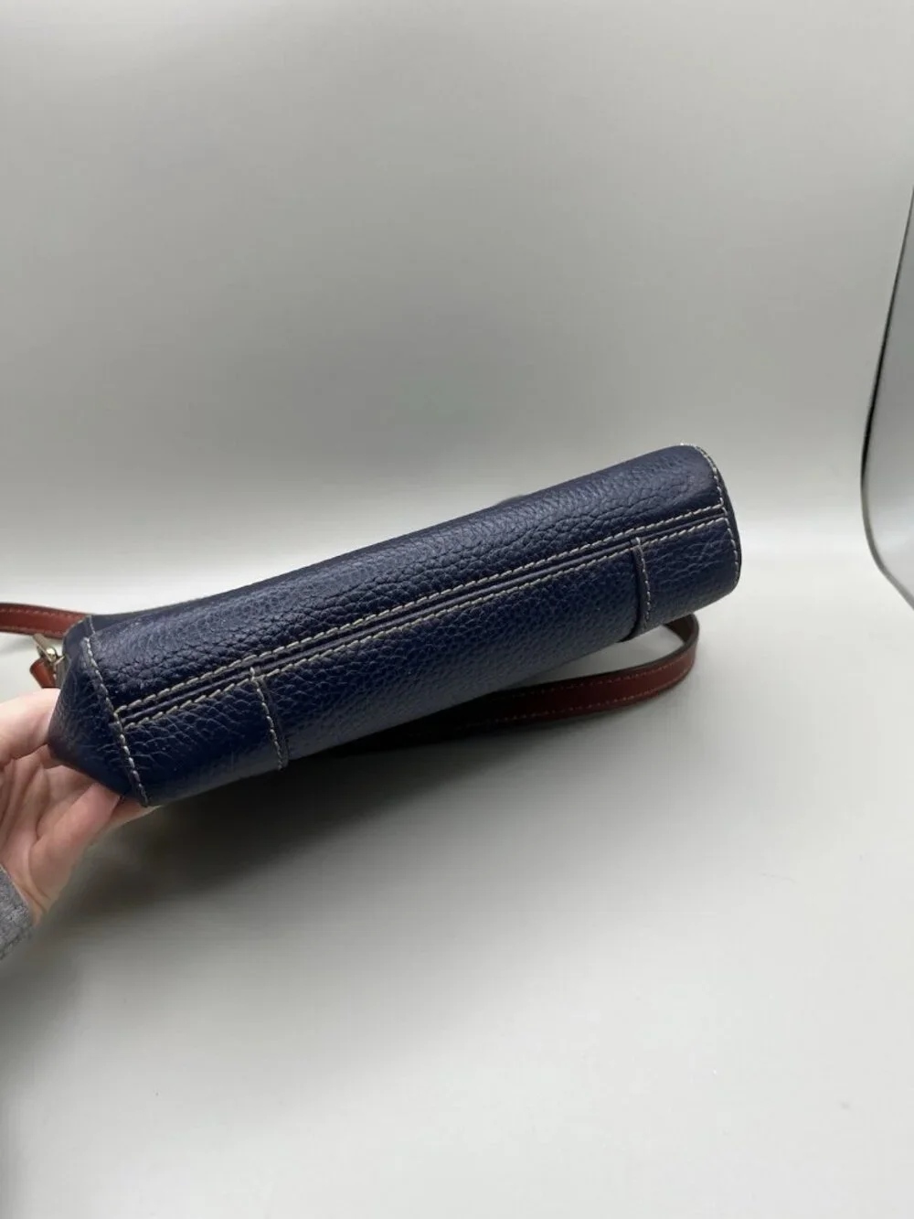Dooney & Bourke Lexington Crossbody Dark Blue Pebble Grain Leather Bag VTG